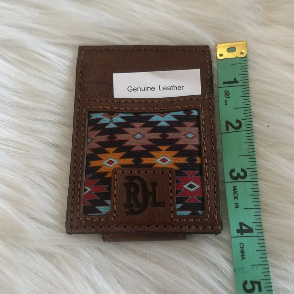 Red Dirt Hat Co Genuine Leather Men’s Southwestern Card Case With Magnetic Clip